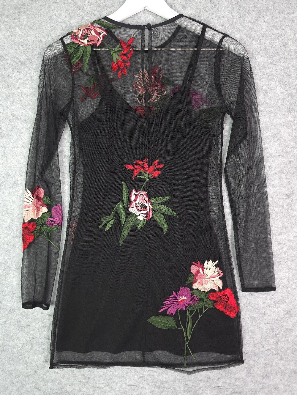 Lovers + Friends Short and Sweet Mesh Floral Embroidered Long Sleeve Dress - Picture 5 of 12